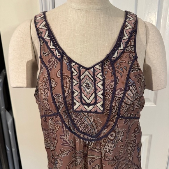 Freelance Boho Embroidered Paisley Mini Dress M Mauve Purple Festival Style - Picture 2 of 9